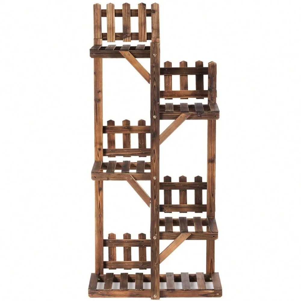 

5-Tier Flower Rack Wood Plant Stand 6 Pots Display Shelves Multifunctional Rack