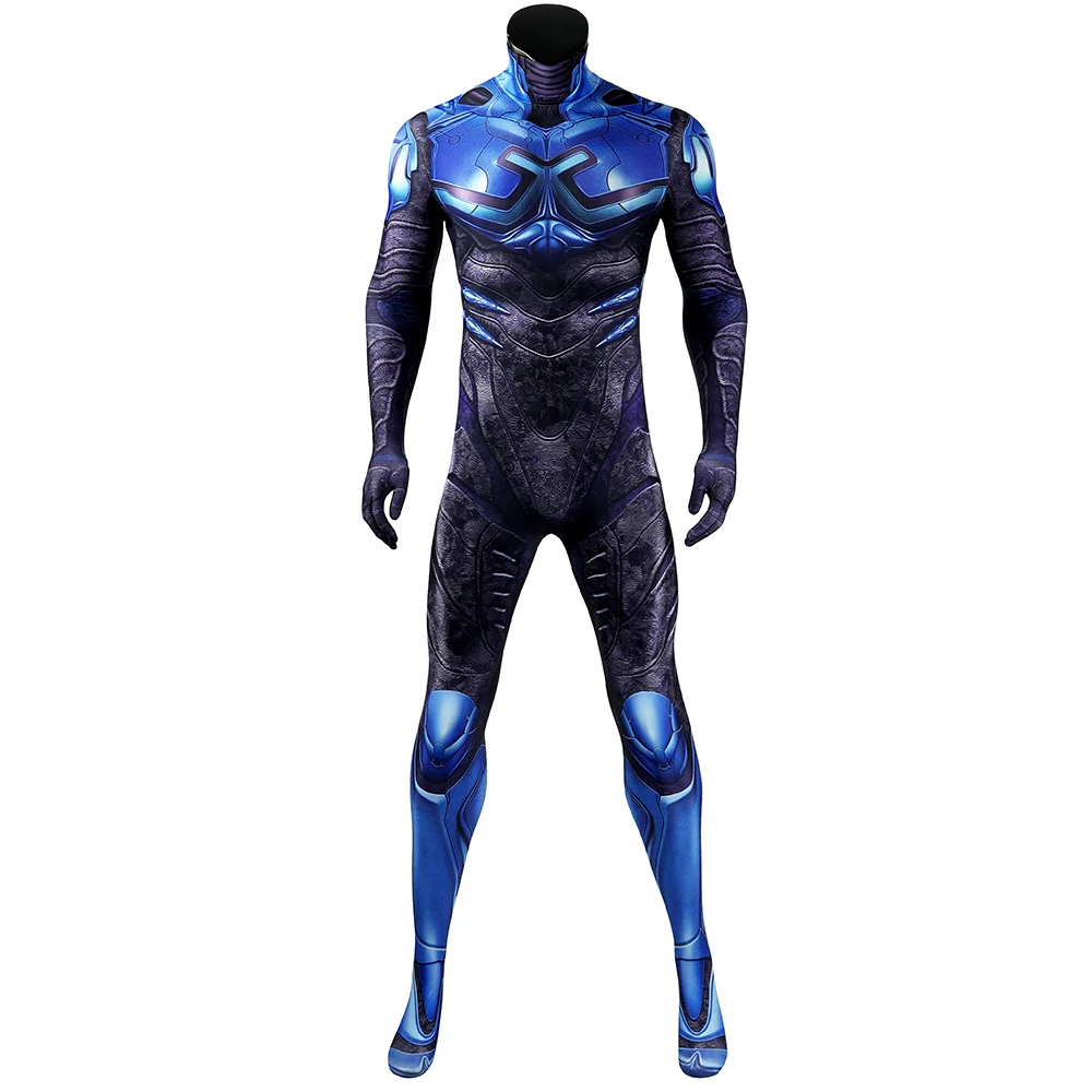 Blue Beetle Cosplay Costume Men Jumpsuit Mask Jaime Costume Superhero Bodysuit Outfit Male Halloween Clothes view 3