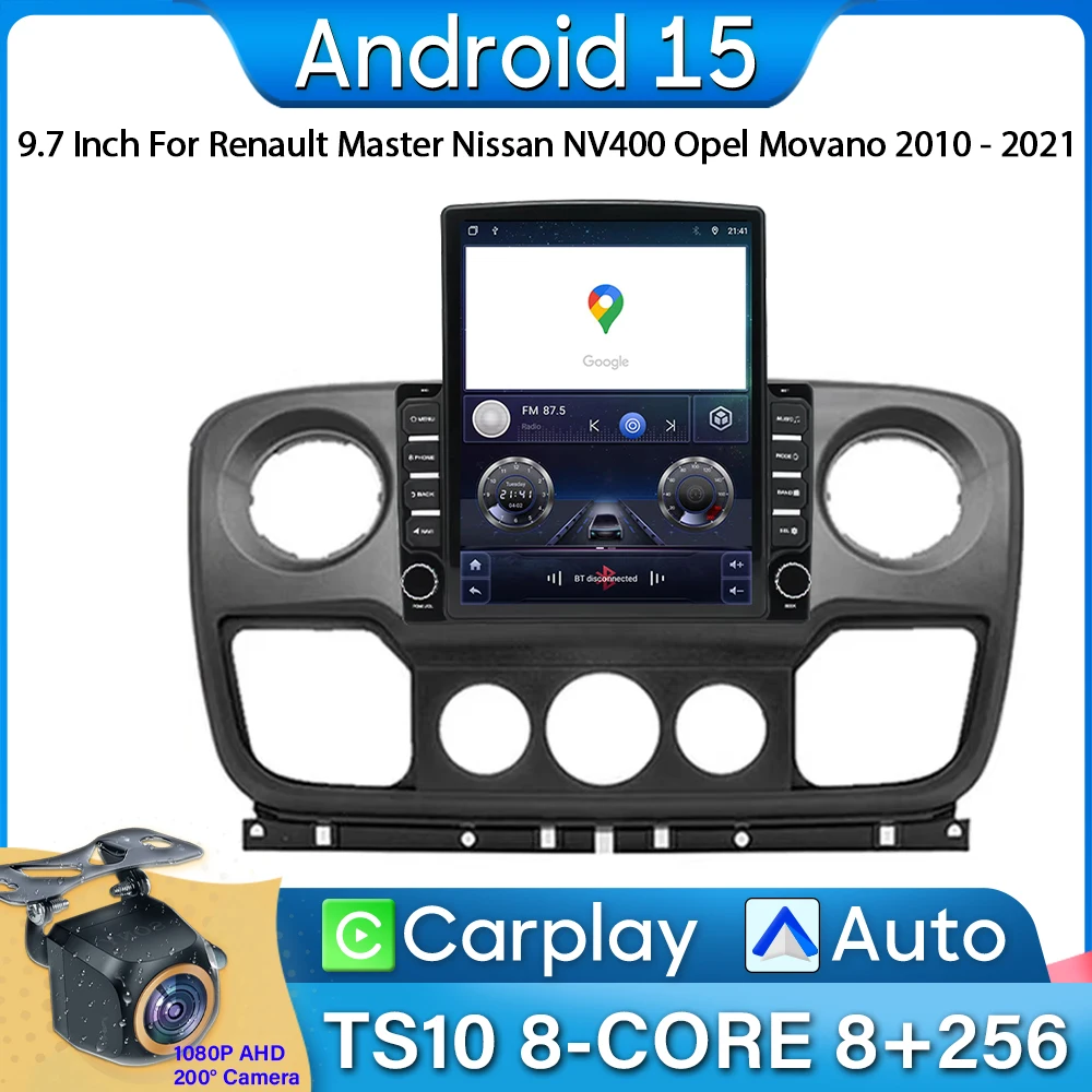 Android 15 Car Radio 9.7 Inch For Renault Master Nissan NV400 Opel Movano 2010-2021 Carplay Navigation GPS Autoradio No 2din 4G