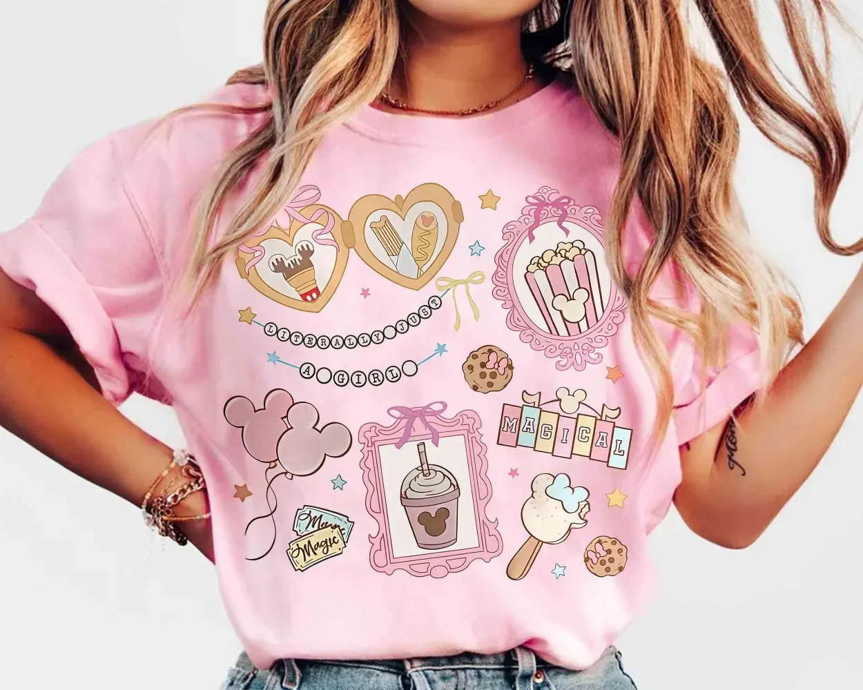 كوكيت القوس ديزني حرفيا مجرد فتاة تي شيرت القلعة السحرية فتاة رحلة وتتسابق WDW ديزني لاند عطلة 2025 قميص