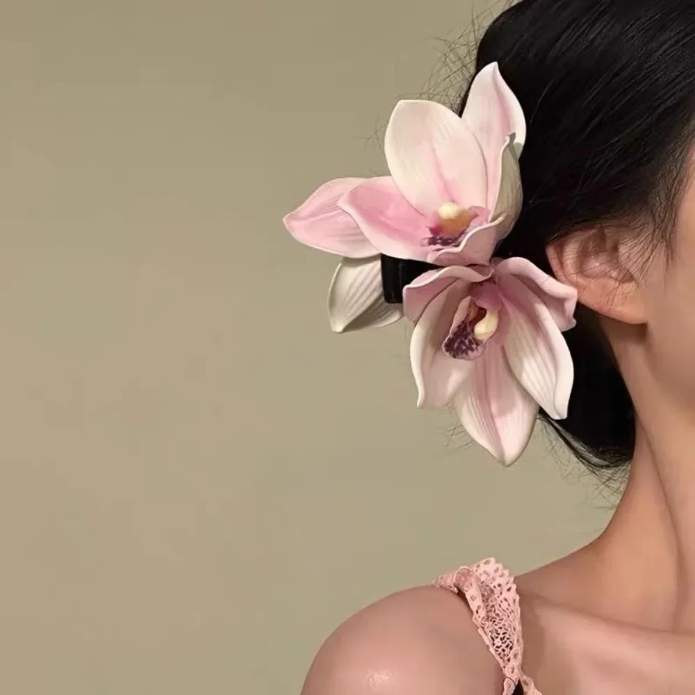 Elegant Large Orchid Hair Clip Headwear Seaside Holiday Style Frangipani Claw Clip Hair Accessories Side Clip Girls