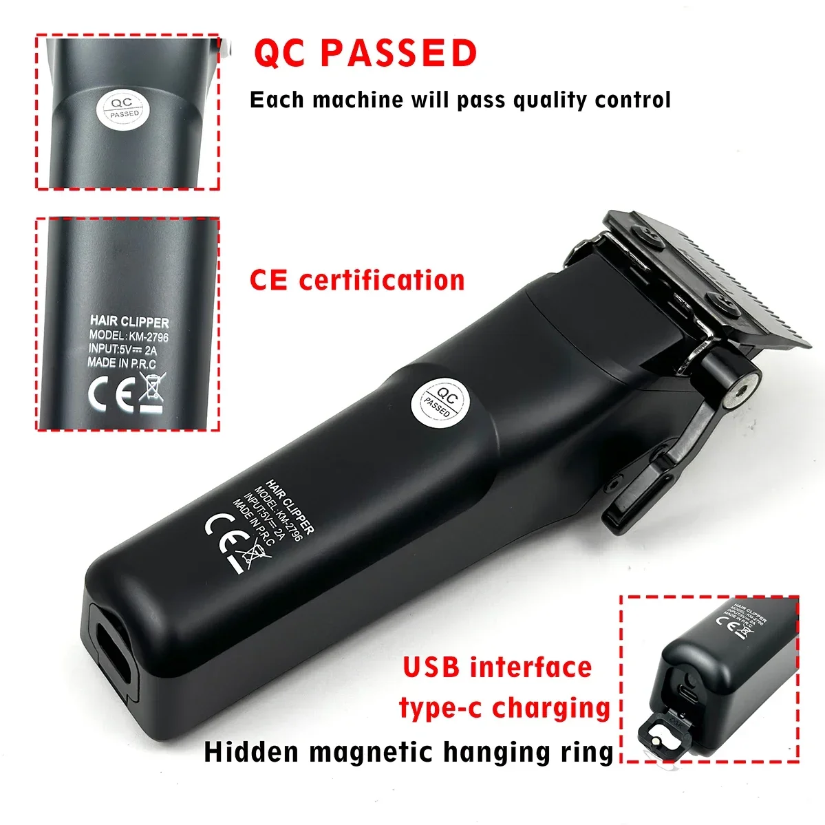 9000RPM Professional Electric Hair Clipper with Dual Blade Brushless Motor 4600mAh 10W High Power Trimmer for Man Barber Shop