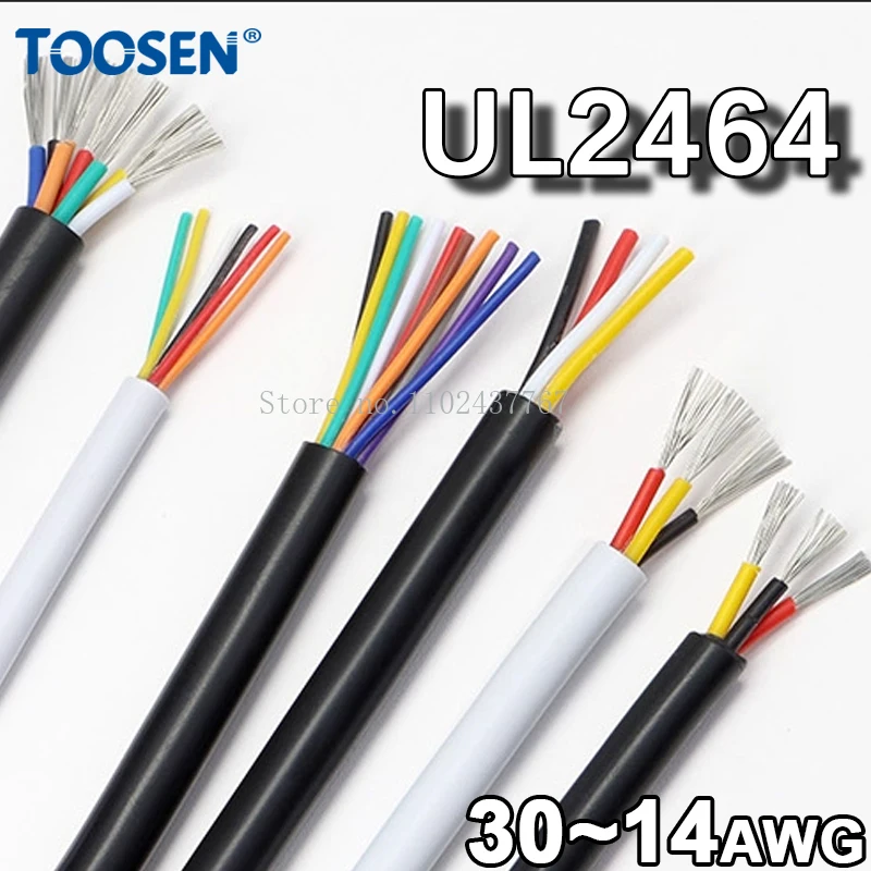Black/White 2~10 Cores UL2464 Tinned Copper Sheathed Wire Audio Power Cable Sheathed Cable 30~14AWG