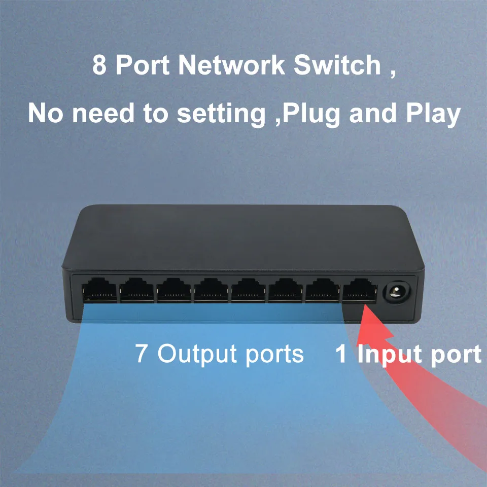 KuWFi-Switch Ethernet de Rede Desktop, RJ45 Lan Hub, Gigabit Switch, 1000Mbps, Roteador Rápido, Câmera IP, 5, 8 Portas