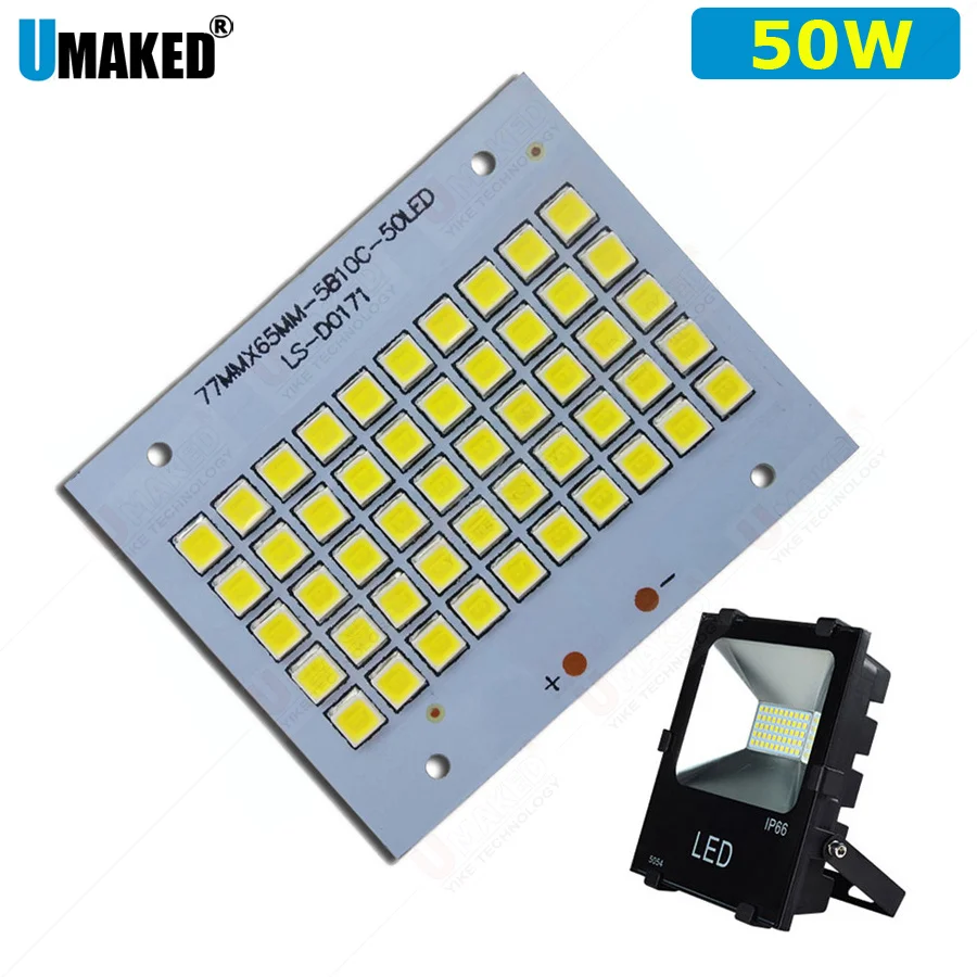 10pcs 50W LED Floodlight PCB board SMD5054/2835/5730 led Aluminum plate base, warm white/ white diy led floodlight lawn bay lamp