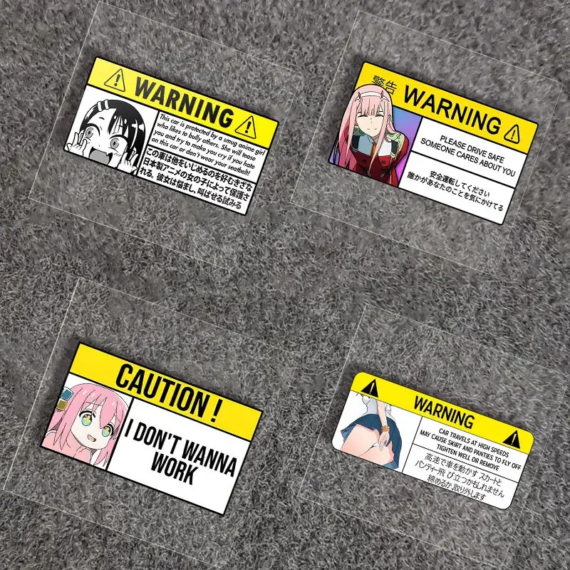 Darling Warning Zero Two Anime Sticker Waterproof Vinyl Decal for Car Window Motorcycle Scooter Personalized Decor