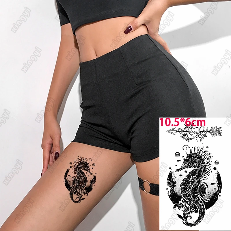 Feather Arrow Temporary Tattoos for Men Adults Dragon King Whale Waves Water Transfer Fake Tattoo Sticker Arm Body Tatoos Women