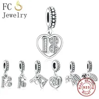 FC Jewelry Fit Original Pan Charms Bracelet 925 Silver 13th 18th 21th 50th 60th 70th Bead Making Women Birthday Berloque 2020