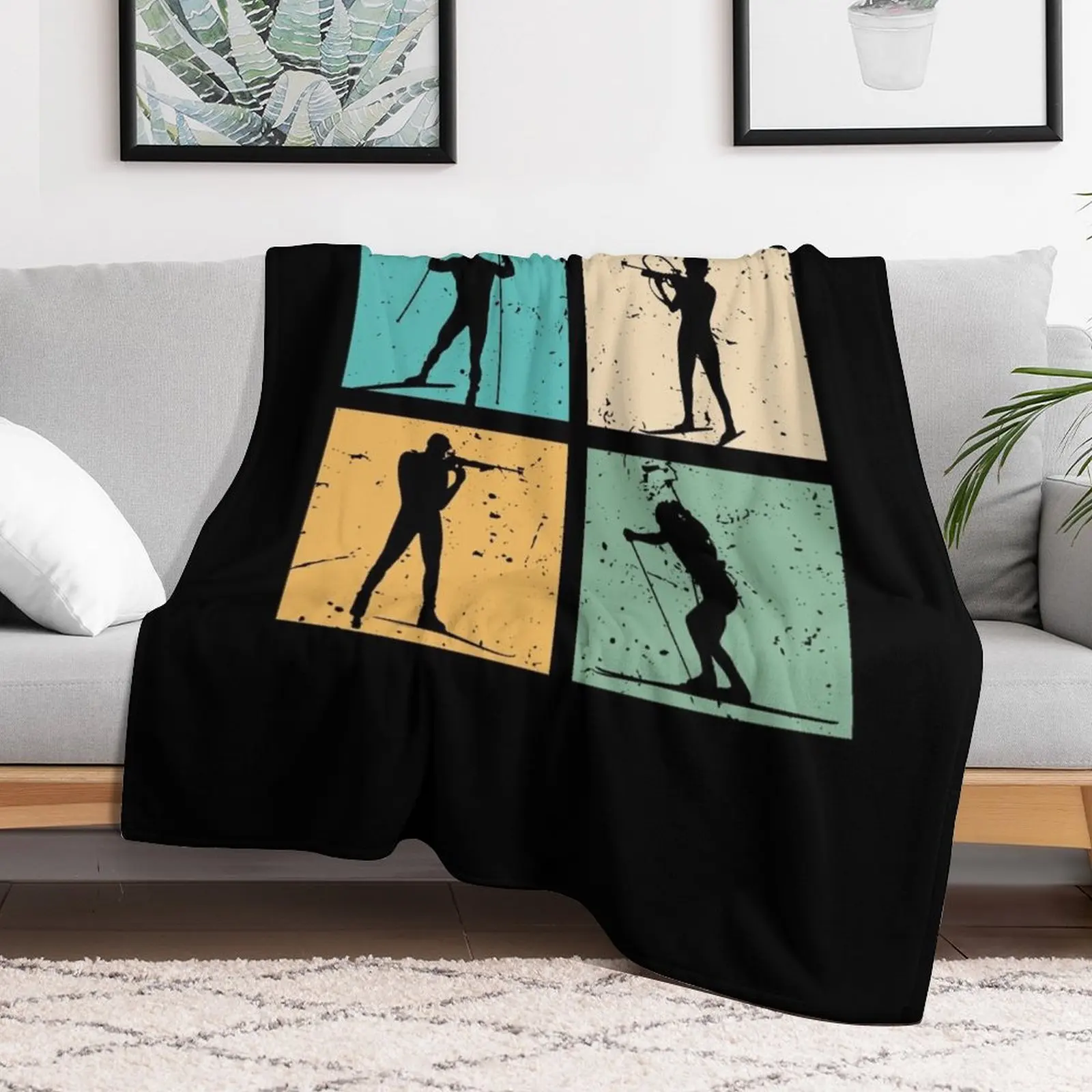 Biathlon Skiing Cross Country Skiing Biathlete Gift Skier Throw Blanket Thins Vintage Luxury Blankets