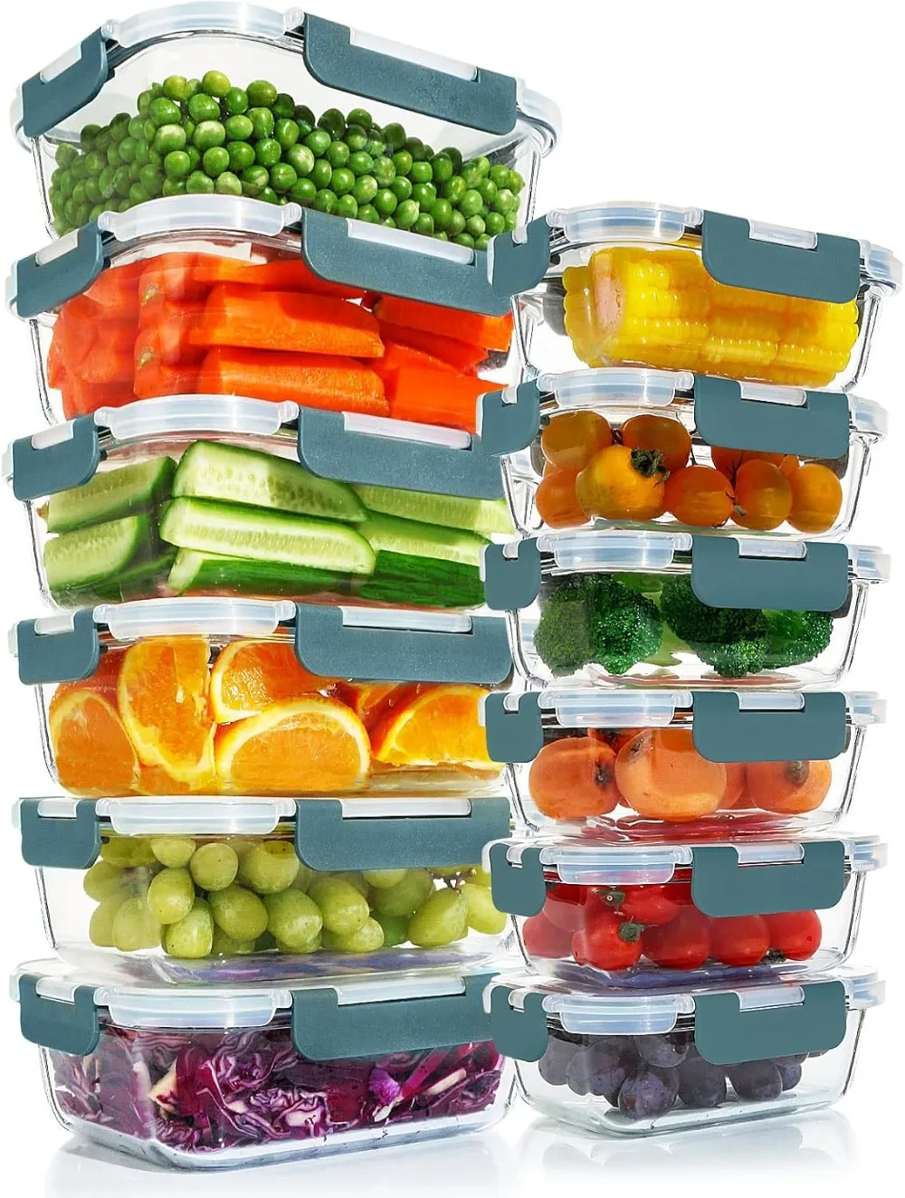 

12 Packs Glass Meal Prep Containers Set, with Locking Lids, Airtight Glass Lunch Containers, Microwave, Oven, Gray