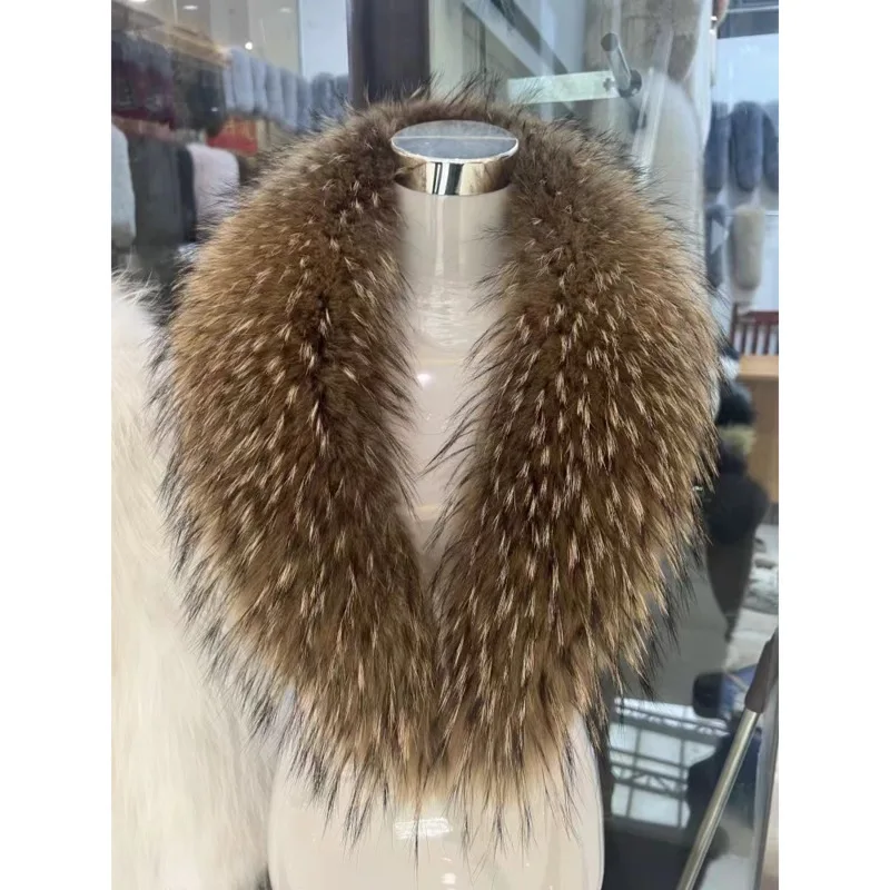 Raccoon Fur Collar Female Winter Fur Collar Coat Jacket Shawl Women Furry Fur Collar Scarves Neck Warmer Natural Fur Scarves view 4