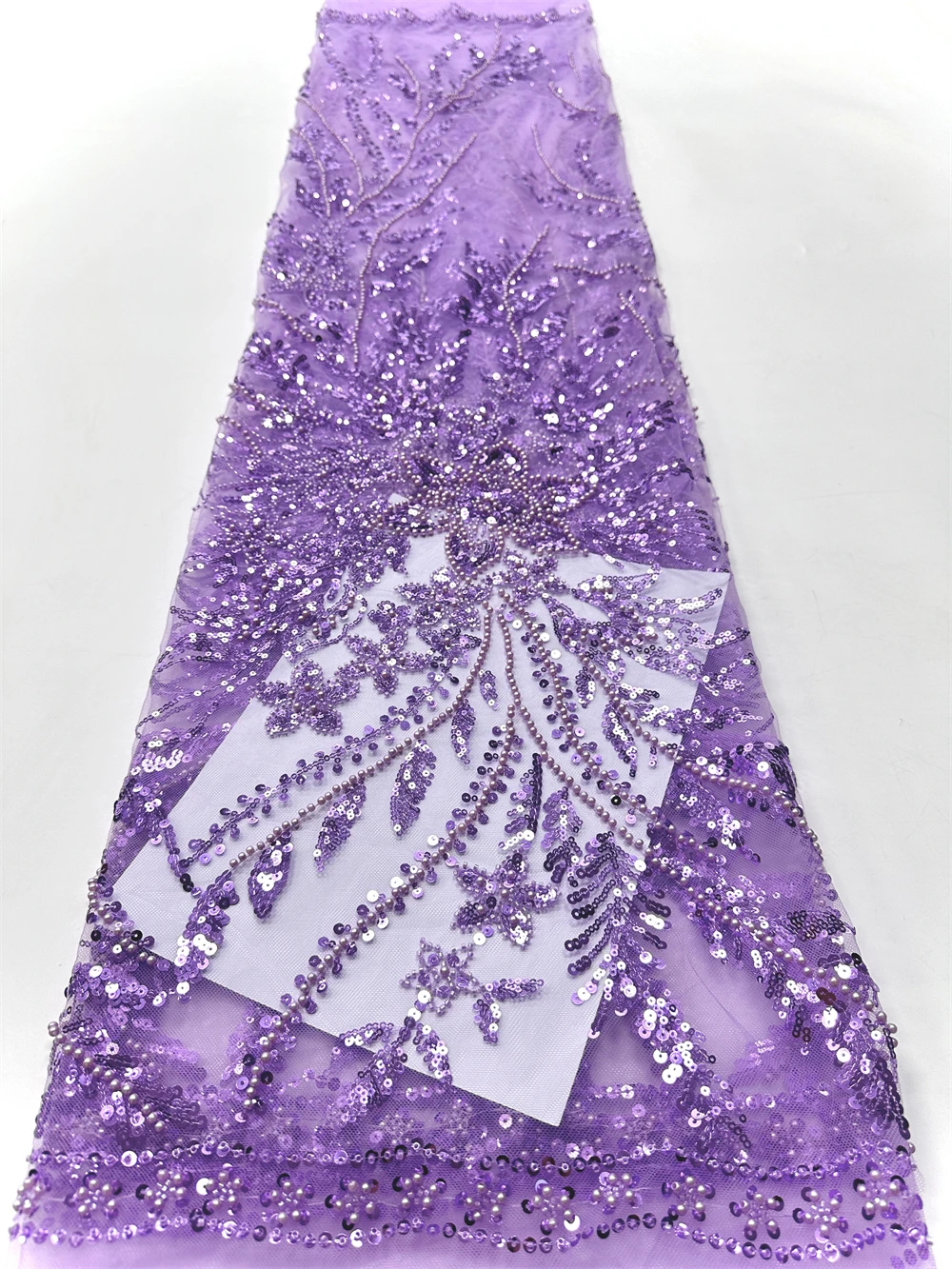 

High Quality African Sequins Embroidery Lace Fabric 2025 French Nigerian Groom Mesh Beads for Dress Sewing Wedding Party