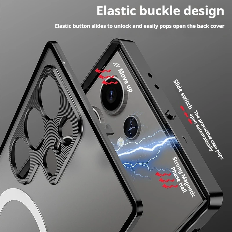 Split Metal Frame Matte Clear Backboard Phone Case For Samsung Galaxy S25 S24 S23 Ultra Plus Magnetic Ring Frosted Bumper Cover