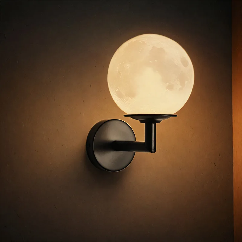 

Винтажный настенный светильник в стиле Баухаус, 3D-светильник в форме лунной сферы, современное минималистичное освещение для дома, для гостиной, спальни, прикроватной зоны, коридора