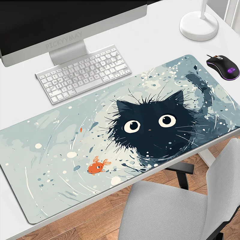 Ink Cat Desk Mat Locking Edge Gamer Mousepads Mouse Pad Waterproof Office Desk Pads Large Mousepad Mouse Mats For Computer