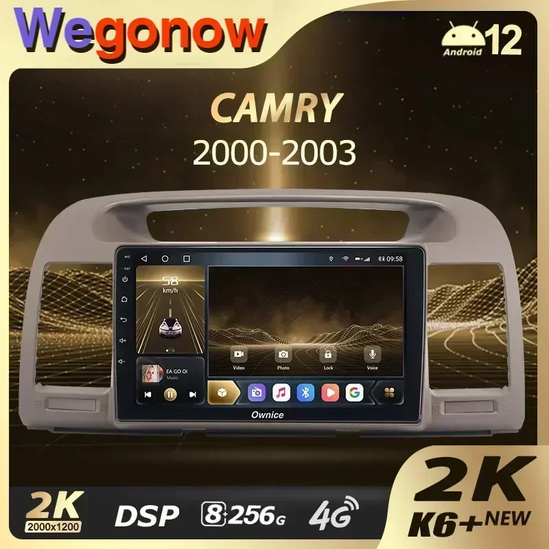 

Ownice K6+ 2K 360 для Toyota Camry 5 XV 30 2001-2006 Автомобильный радиоприемник Мультимедийный видеоплеер Navi Стерео GPS Android 12 Без 2din DVD