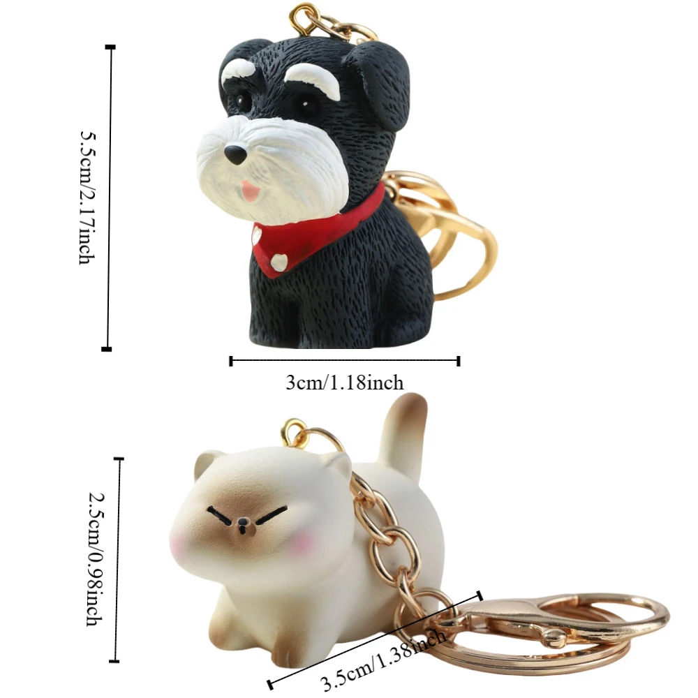 مضحك حقيبة معلقة 3D الكلب المفاتيح اللعب هدية عيد ميلاد القط قلادة Kawaii الحلي سيارة كيرينغ الطلاب