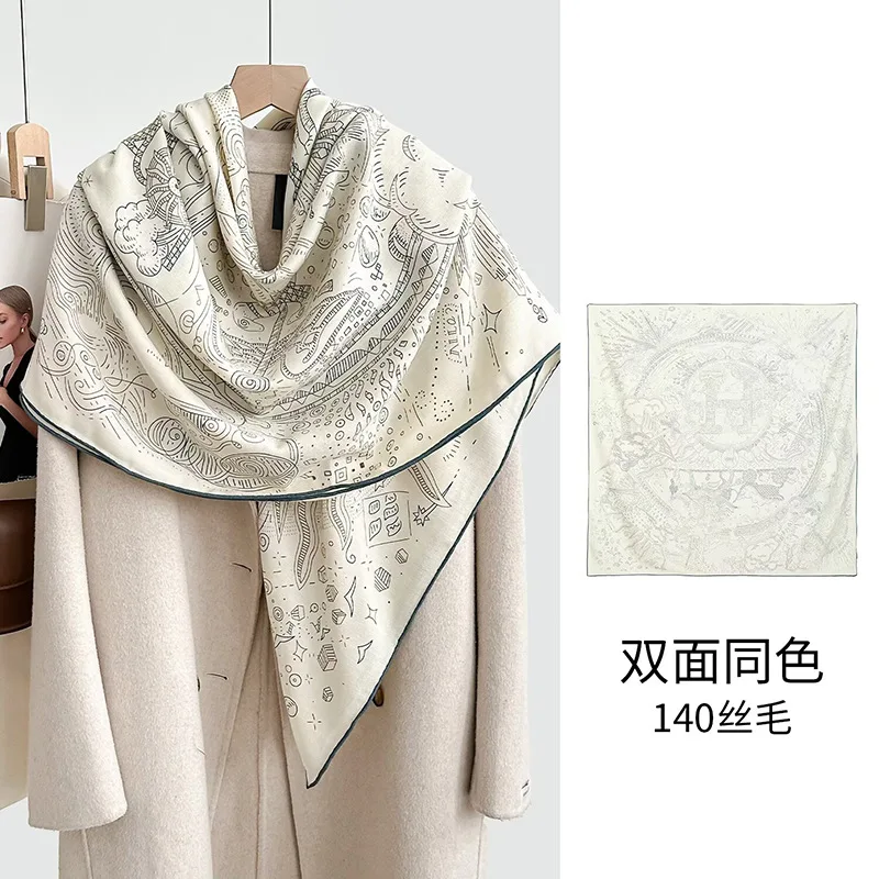

2026 New Wool Square Scarf Women's Autumn and Winter Warm High-Grade 140 Talma Mother Gift