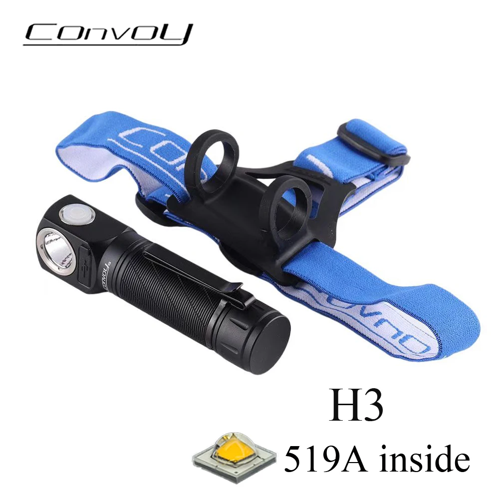 Convoy H3 519A Led Flashlight Headlamp Lanterna 21700 Type-c Rechargeable Torch Lamp Head Light Camping Fishing Headlight