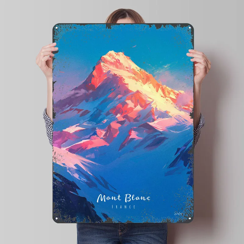 Mont Blanc Summit Travel Metal Poster Bedroom Decoration Living Room Decor Men Custom Metal Tin Signs for Wall Art Decoration