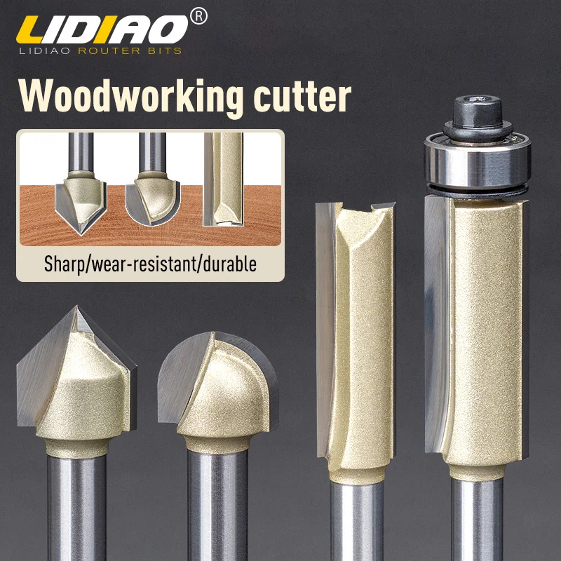 LIDIAO 1pc 1/4 Shank Milling Cutter Tungsten Carbide Top Bottom Flush Carving Trim Router Bit Wood High Quality Woodwork Tool