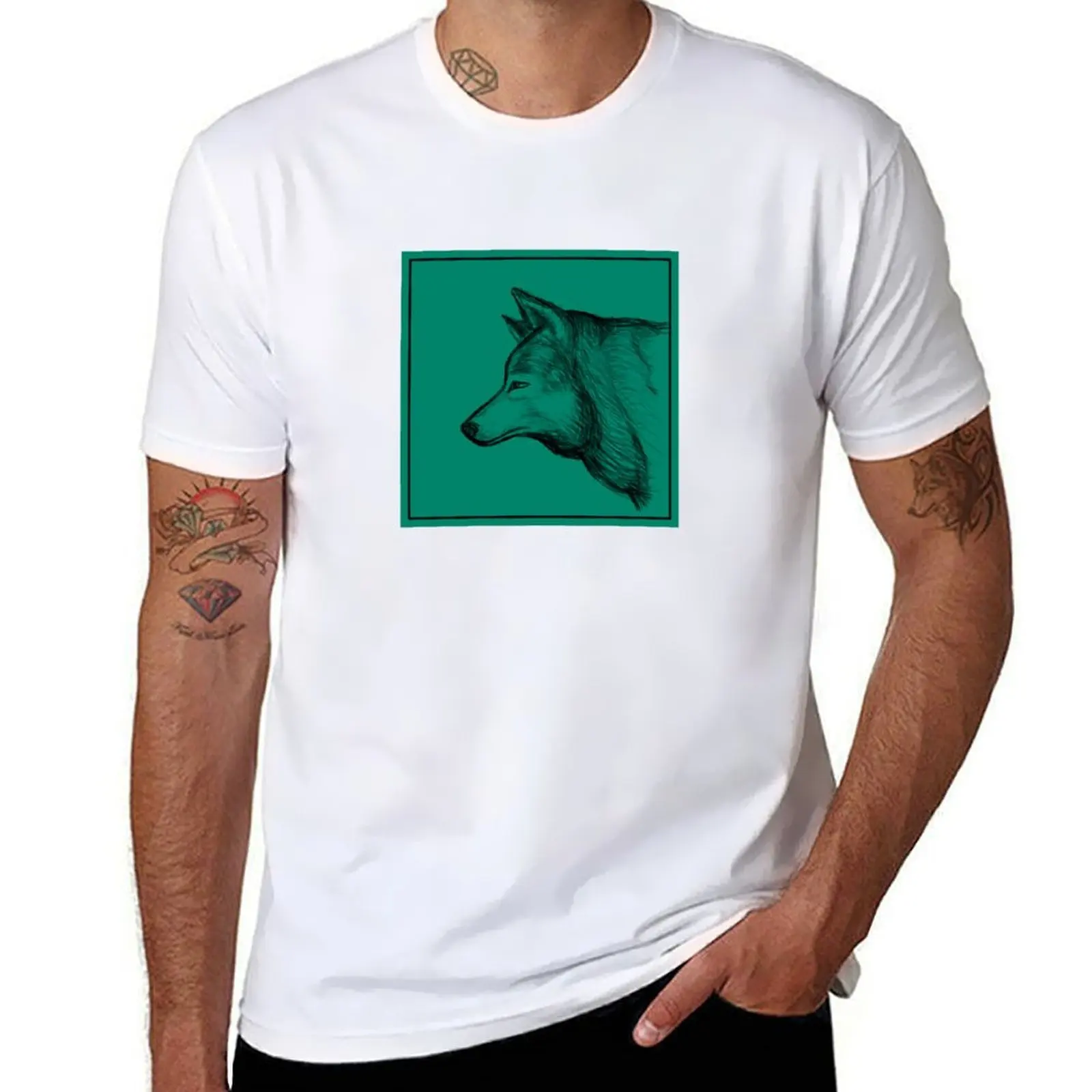 

Lone wolf T-Shirt t shirt men 100% cotton luxury brand t shirts for man slim fit T-Shirt