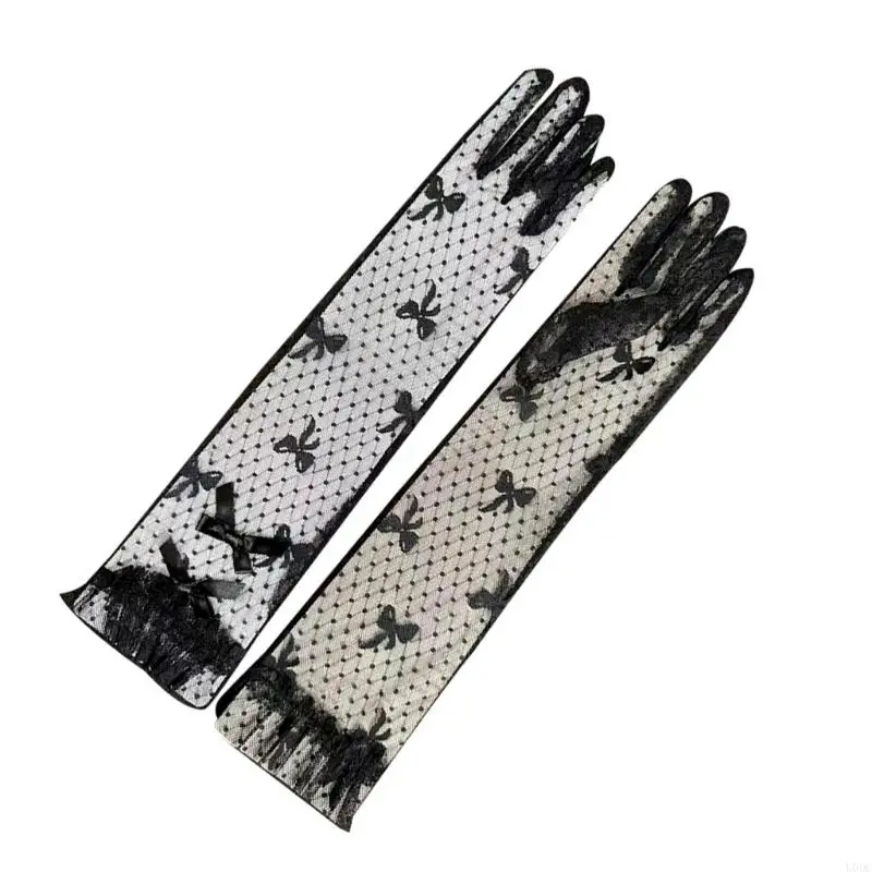 Long Gloves Full Finger Lace Black Gloves for Women and Girl Party Supply Y166