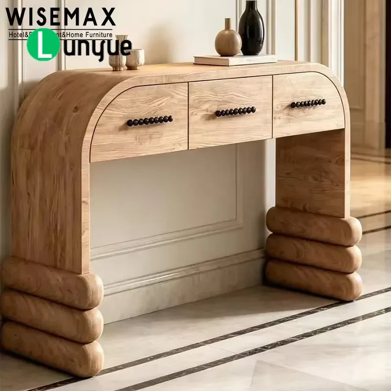 Nordic Simple Wooden Entryway Table Storage Console for Living Room Corridor Hotel Office Villa Home Furniture Decor