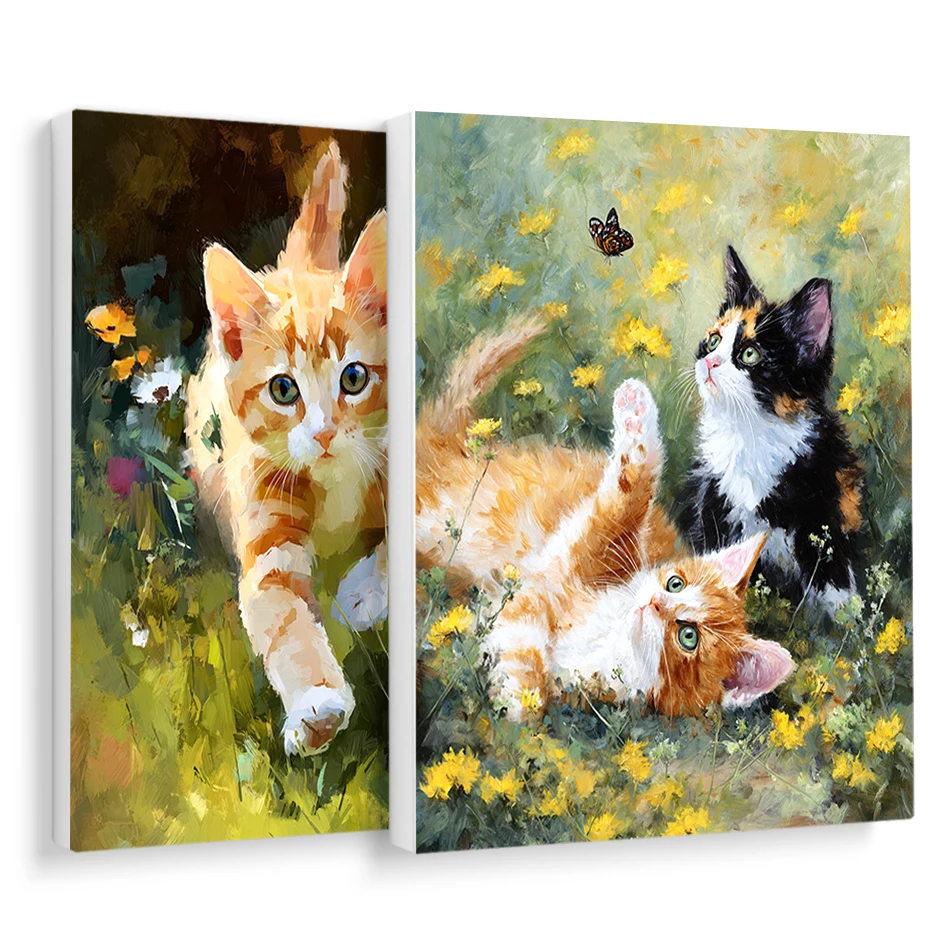 

RUOPOTY Paint By Numbers Adult Coloring Yellow cat playing grass Animals Canvas Painting Art Supplies Canvas Wall Art Picture