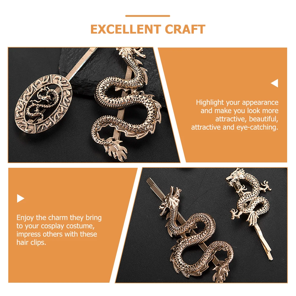 

6 Pcs Dragon-shaped Hair Clip Metal Pins Small Retro Accessories Punk Bobby Vintage