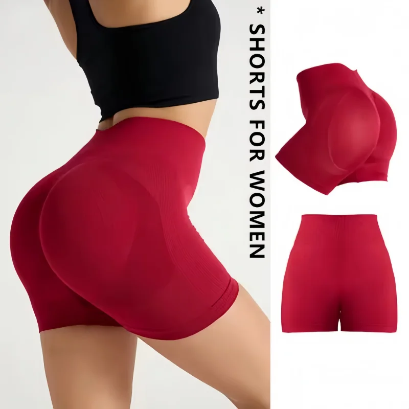 Pantalones cortos deportivos de cintura alta para mujer, para correr, ciclismo, Yoga, gimnasio, entrenamiento, Push Up, ropa deportiva para mujer, pantalones cortos deportivos