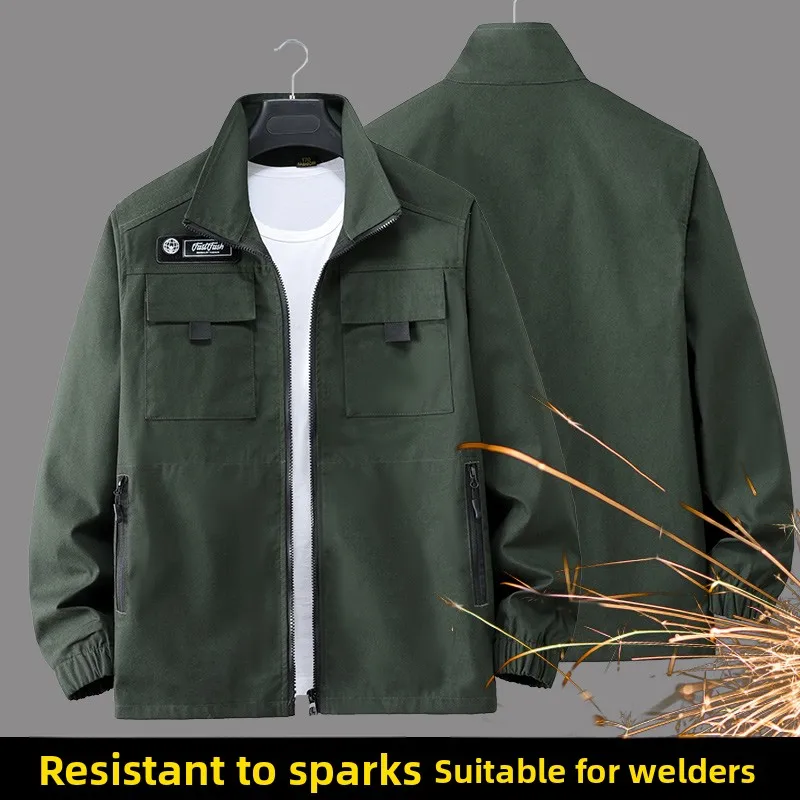 

Мужской рабочий костюм из чистого хлопка, цельный, защитный, от ожогов, для стройплощадки, весенний сезон