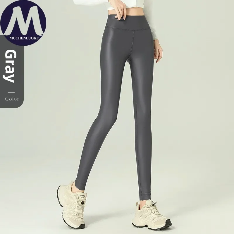 여성용 하이웨이스트 플리스 안감 슬리밍 레깅스 섹시한 두꺼운 보온 가을 겨울 패션 슬림 핏 레깅스