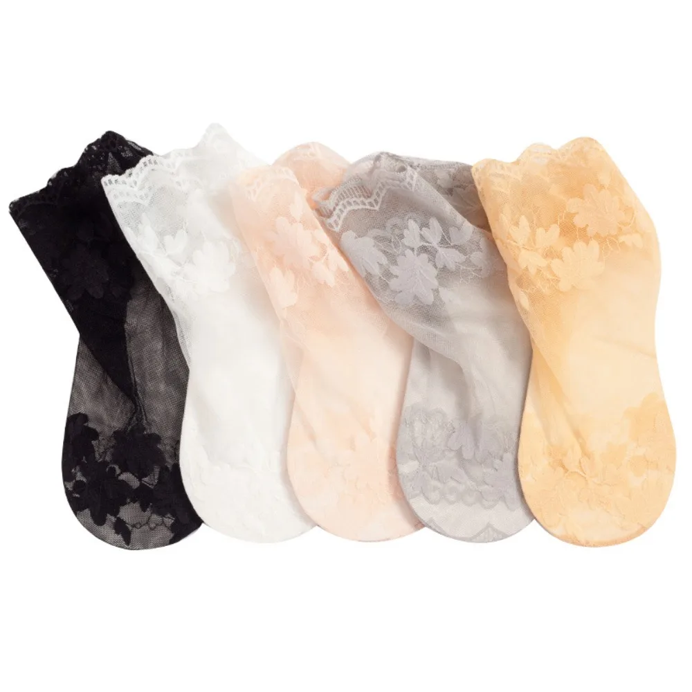 Hygroscopic Boat Socks 2024 Invisible Breathable Lace Socks Non-slip Low Cut Cotton Hosiery Women