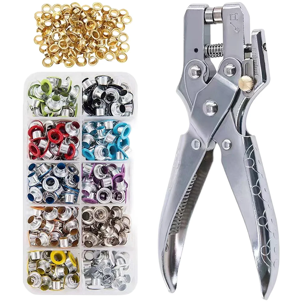 400 Piece Copper 5mm Grommet Kit 11 Colors with Hole Puncher and Pliers for Clothing Bag Shoe DIY Craft Projects