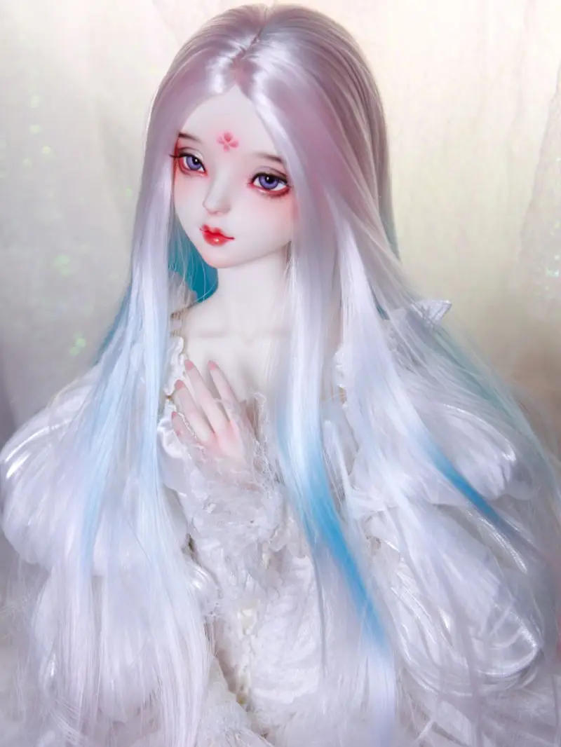 BJD doll wig for 1/3 1/4 1/6 size bjd girl wig rainbow dyed long straight hair 1/3 1/4 1/6 wig doll accessories (two colors)