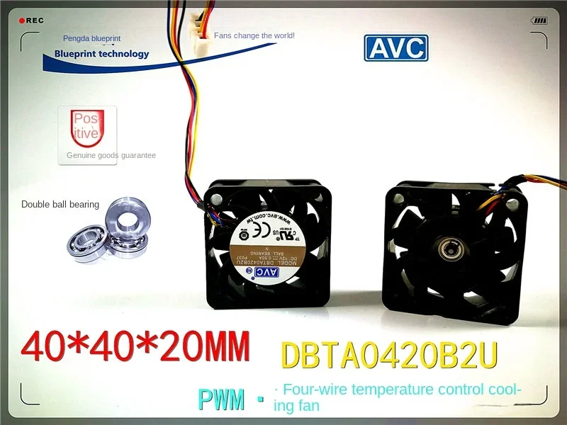 

40*40*20 мм AVC Dbta0420b2u 4020 4 см Макс скорость воздушного потока 12 В шарикоподшипник контроль температуры PWM вентилятор охлаждения шасси