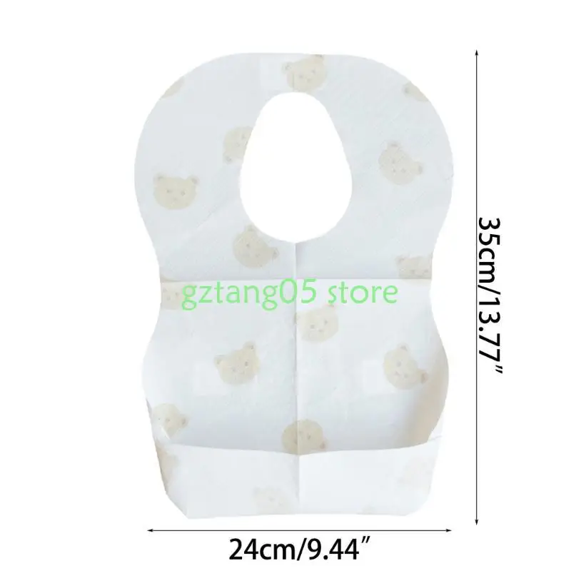 57ee 50xcartoon Bear Print Werrooling Bibs Dengan Saku Bayi Handuk Air Saliva Tinggi