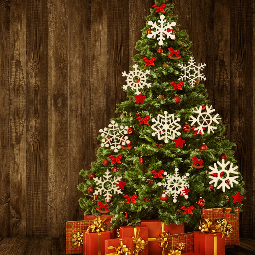 

72 pcs 1 Set 9 Compartments Wooden Crafts Snowflake Decorative Pendants Diy Graffiti Hanging For Christmas Party Home Wall Tree