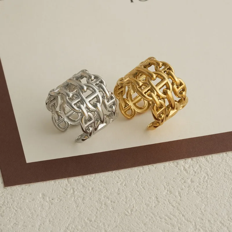 New Stainless Steel Open Couple Rings, Titanium Steel Non-Fading Niche Daily Wear Rings, Ins Style