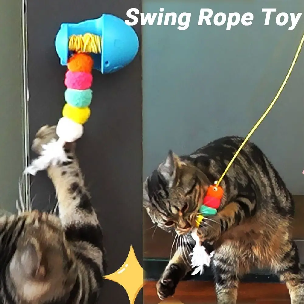 

Creative Electric Door Hanging Toy Funny Elastic Rope Elastic Rope Pet Toy Pet Self Play with Feather Bell