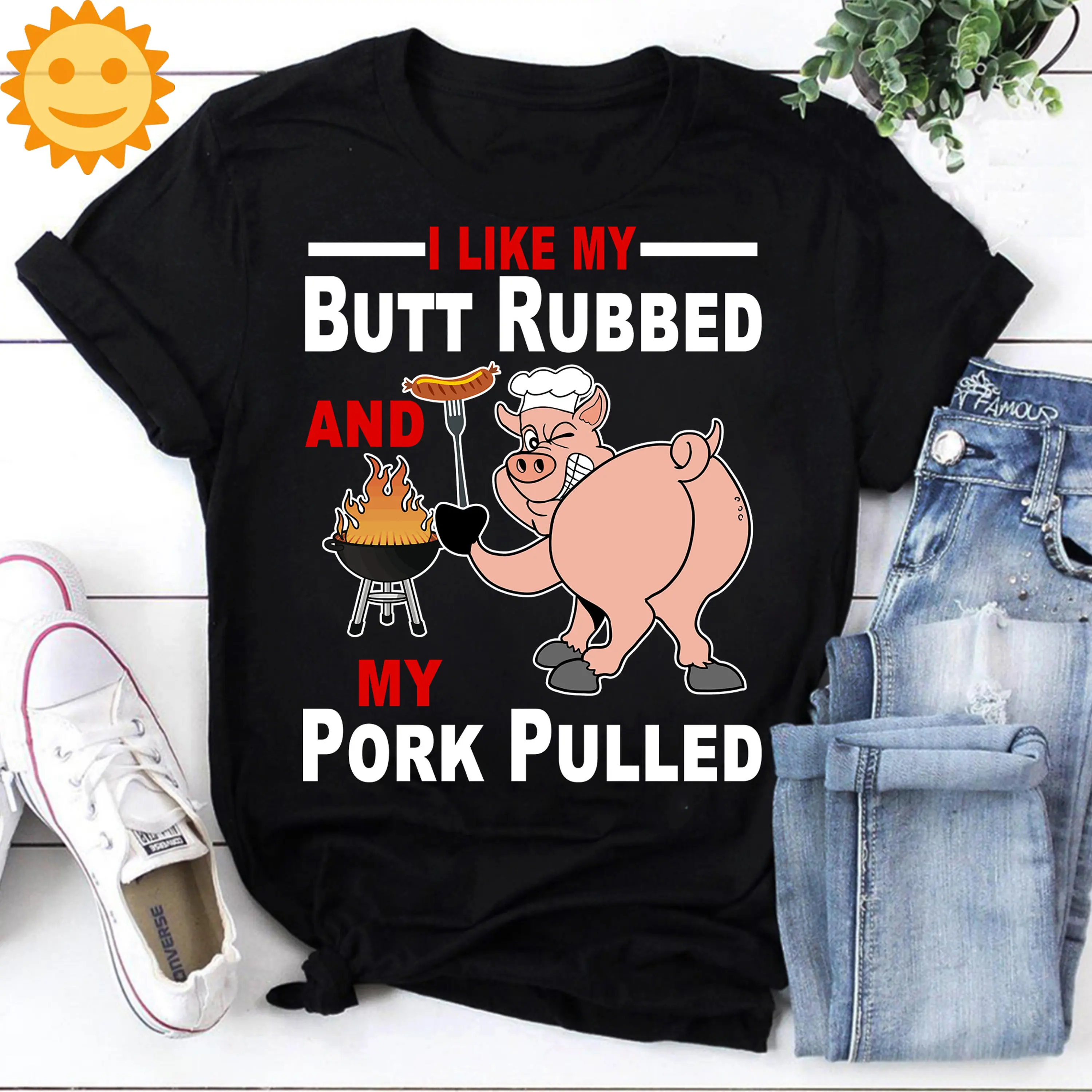 I Like My Butt Rubbed And Pork Pulled Vintage T Shirt Barbecue Bbq Funny Bacon Picnic