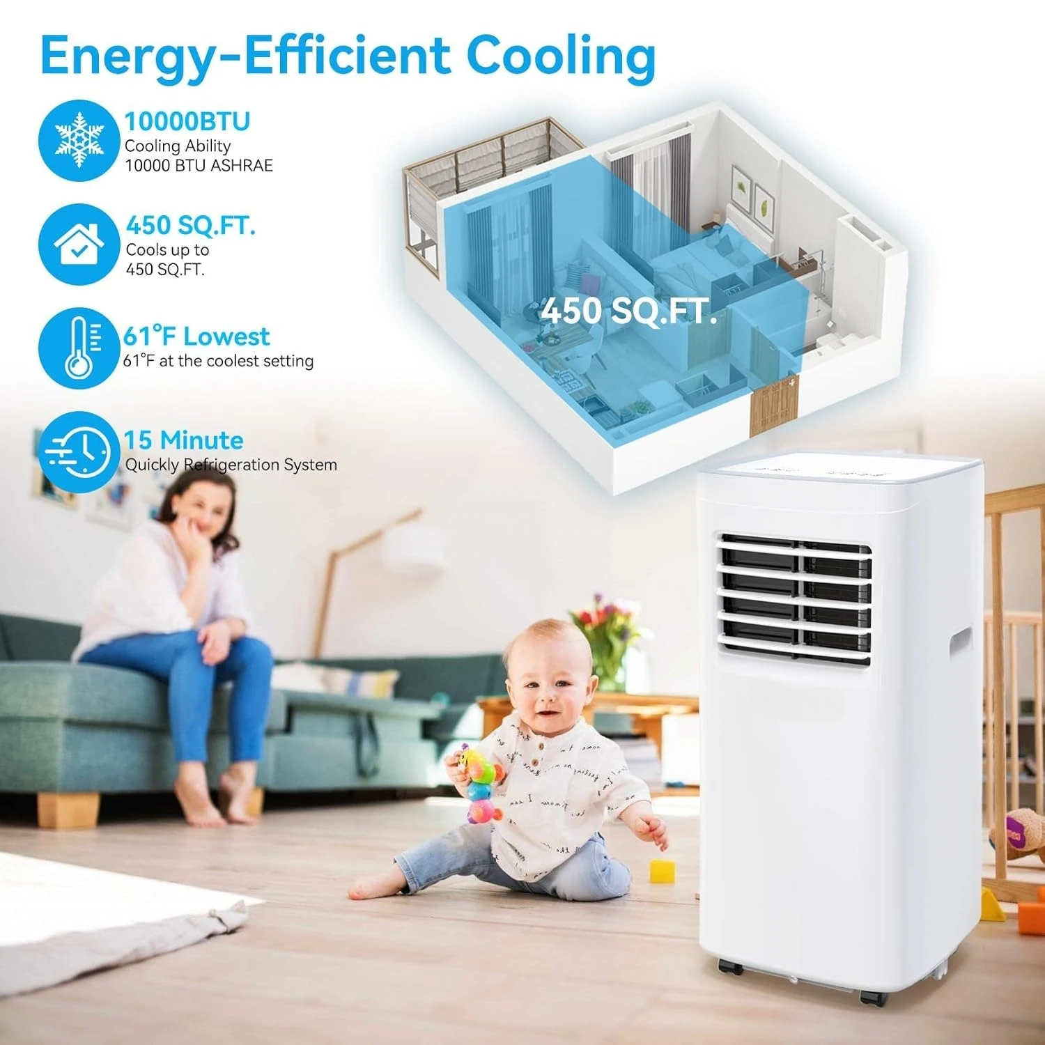 10000 BTU Portable Air Conditioner with Remote Control
