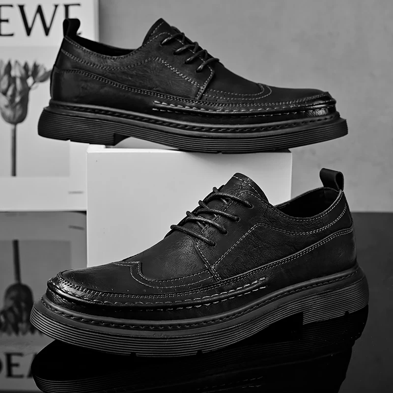 Men Spring Autumn Thick Soled Business Casual Shoes Breathable Comfortable Daily Commuting Young  Fashionable Shoes