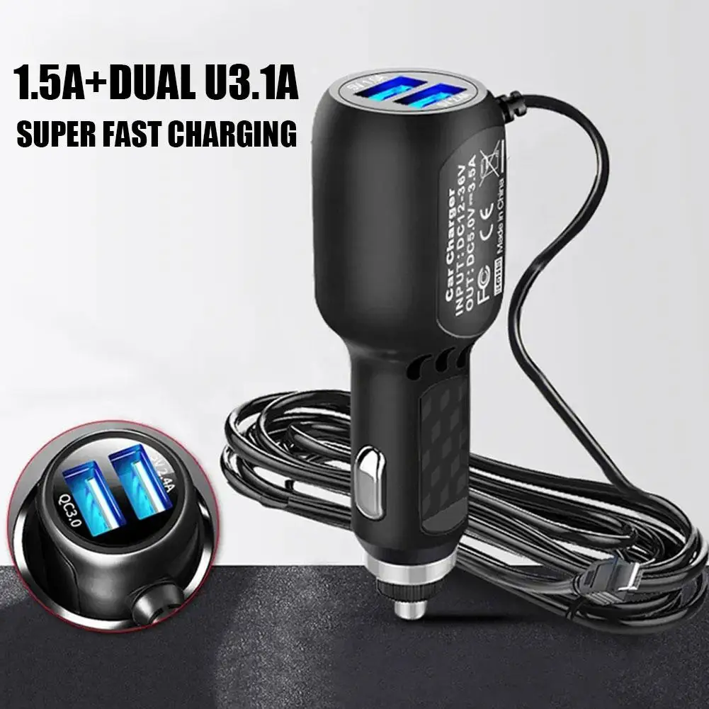 DVR Charging Cable Dash Cam Car Charger Mini USB Cable 12-24V Multi-function Car Charger For Mobile Phones DVR Camera GPS H2F8