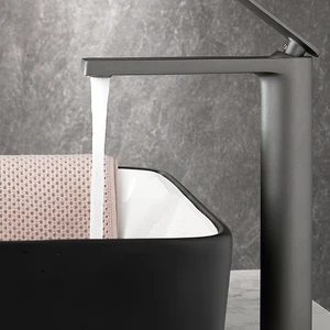 High tap for luxury sink, bathroom, white/gary bronze, solid brass, single strap, water mixer, high and short style 12 Main Sales Tap Lavabo Luxury - №12