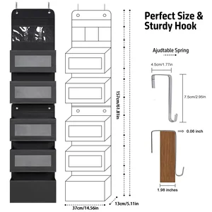 1 PC La tela no tejida, de 6 capas desmontable, dividida en 2 dispositivos de puerta de almacenamiento colgante con ganchos, dormitorio anti swinging 8 Mejor divisor de cama de ventas - №3