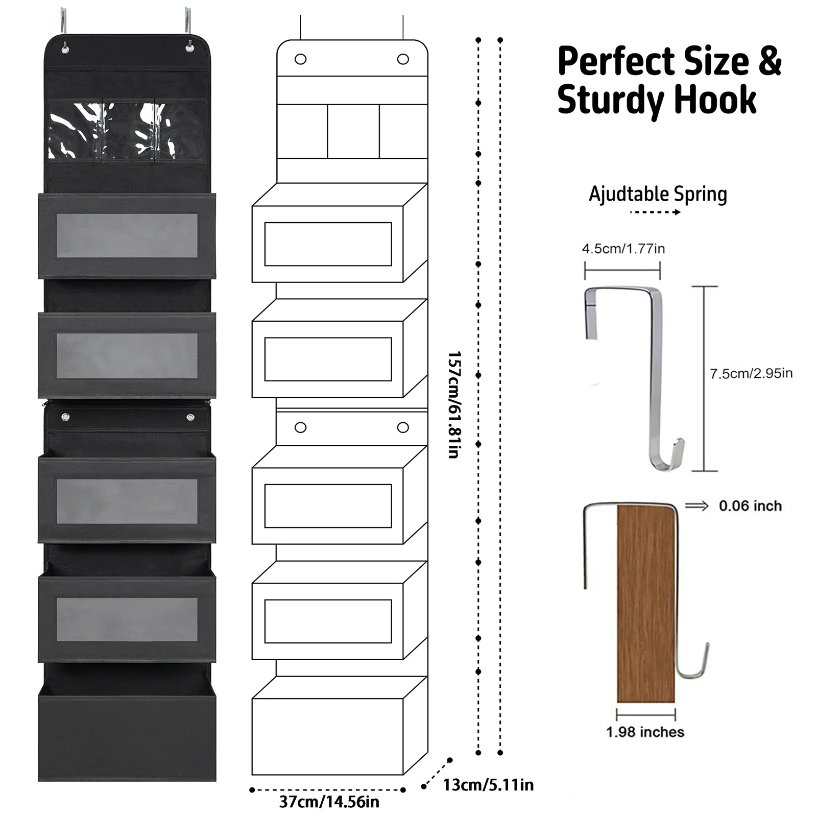 1 PC Non-Woven Fabric, 6-Layer Detachable, Divided Into 2 Hanging Storage Door Devices With Hooks, Anti Swinging Dormitory