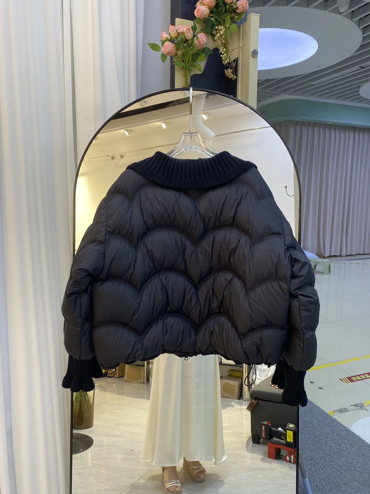 Winter Puff Knitted Splicing Down Jacket Women White Duck Down Big Lapel Outwears Female Fluffy Warm Thick Parker Bread Jacket