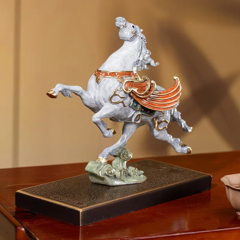 Zhu Bingren Copper‑Dunhuang‑Co‑Branded‑Soaring‑Prosperity Brass‑Winged‑Steed Desk‑Ornament For Office Opening Collectible Gift